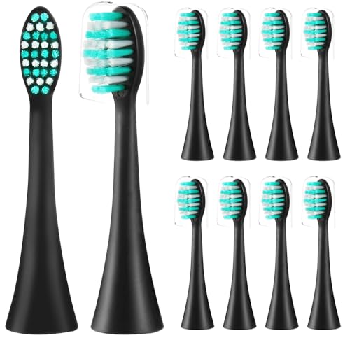 10 Stück Bürstenköpfe passend für Happybrush VIBE 3 Aufsteckbürsten Ersatzbürsten, Ersatzbürstenkopf passend für Eco VIBE 3 - Schwarz