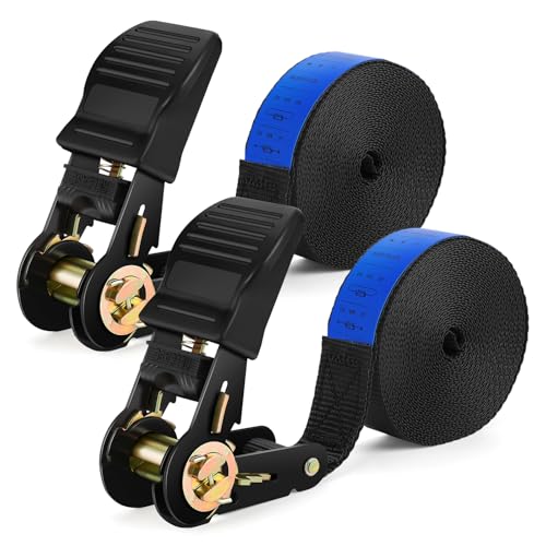 IAZZCO Spanngurte mit Ratsche 6M x 25MM - TÜV/GS Zertifiziert mit Ratschengurte mit Nockenschnalle für Motorrad, Auto, Anhänger, Haushalt (Schwarz/2 Stück)