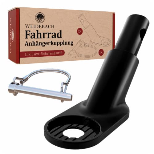 WEIDEBACH® Stabile Fahrradanhänger Kupplung mit Sicherungsstift schwarz, hohe Fahrstabilität, Fahrrad Anhängerkupplung für jeden Standard-Kinderwagen, Anhängerkupplung Fahrrad verhindert Hochschaukeln