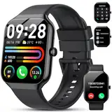 Smartwatch Herren Damen, 2025 HD 1,96" Fitnessuhr Smart Watch mit Telefonfunktion, 115+ Sportmodi Schrittzähler Armbanduhr, Herzfrequenz SpO2 Schlafmonitor, IP68 Wasserdicht Sportuhr für Android iOS