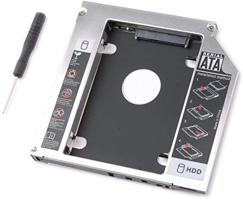 tinxi® 2nd HDD Caddy 2nd HDD/SSD Bay Caddy SATA auf SATA Einbaurahmen Caddy Tray 9,5 mm für MacBook Pro 13" 15" 17"