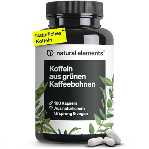 Koffein Kapseln – 200mg natürliches Koffein/Kapsel – 180 Kapseln – natürliche Alternative zu Koffein Tabletten – vegan, hochdosiert – in Deutschland produziert & laborgeprüft