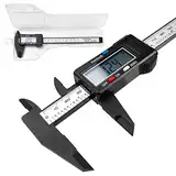 Fousenuk Messschieber, Schieblehre Präzision 150 mm/6" Caliper Digital Kohlefaser mit Klarem Lcd und Backup Batterie, Meßschieber für Außendurchmesser, Innendurchmesser und Tiefe zu Messen