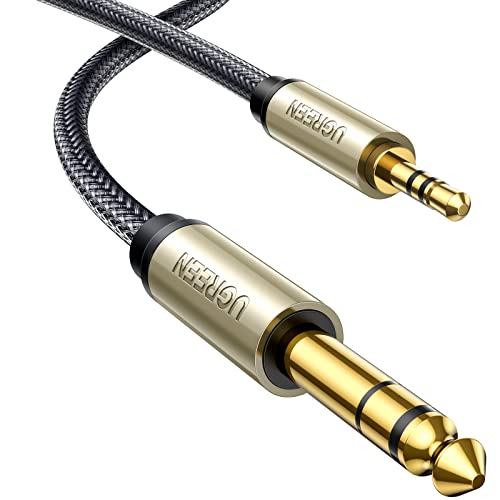 UGREEN 3.5mm Klinke auf 6.35mm Klinke Kabel Aux Stereo Audio Kabel unterstützt für Gitarre, Mischpult, Mikrofon, Recorder, Mixer, Verstärker usw. (1M)