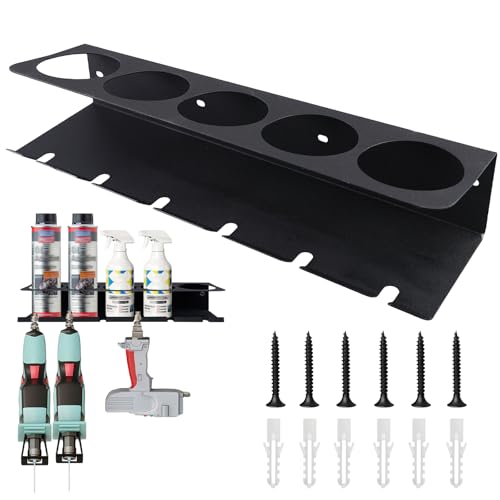 WANDGU 43×10cm Spraydosenhalter, Robuster 5-Loch-Farbflächen-Organizer für Garage und Zuhause | Sprühflaschenregal, Werkstatt Halterung, Aufbewahrungsregal mit 5 Schlitzen
