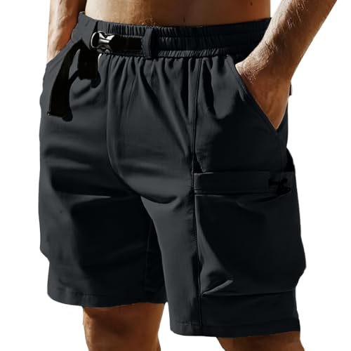 Hosen Herren Kurz Sommer atmungsaktive, schnell trocknende, lässige, lockere Trendige Sportshorts für Schwimm Shorts(Schwarz,3XL)