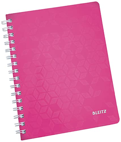 Leitz 46410023 Kollegblock WOW, A5, PP, kariert, holzfrei, 80 Blatt, pink metallic