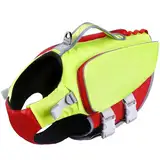 ThinkPet Rettungsweste Hundegeschirr Rettungsweste für kleine mittlere große Hunde Reflektierende Weste Jacke für hohen Auftrieb Einstellbare Schwimmweste mit Rettungsgriff XX-Large Grün Rot