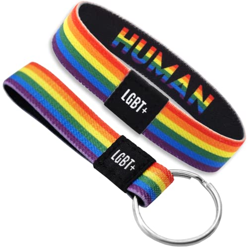 HAND-PRO Armband Regenbogen Gay Armband Pride (16cm Handgelenk) - Bracelet rainbow armband lgbt - LGBTQ armbänder +Schlüsselring