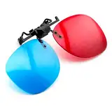PRECORN 3D Brille Clip-On rot/blau (3D-Anaglyphenbrille) für Brillenträger TV PC-Spiele UVM.