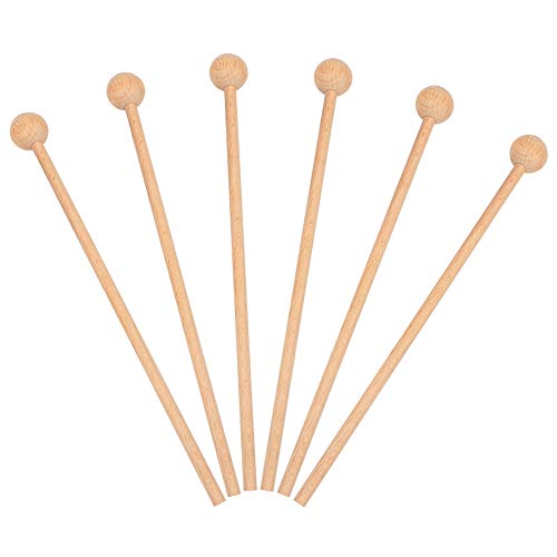 Holzschlägel 6 Stück Mallet Drumsticks Holz Marimba Schlägel Glockenspiel Schlägel Klangstäbe für Xylophon, Holzblock Glocken, Kinder Baby Musik Lernspielzeug