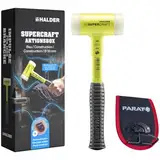 Aktionsbox Bau, SUPERCRAFT-Schonhammer D50 mit bruchsicherem Stahlrohrstiel, gelb-fluoreszierend beschichtet und PARAT Hammerhalter | 3377s001