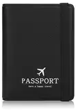 HCFGS Reisepasshülle Impfpass Hülle Kunstleder Passhülle mit RFID-Blocker Tragbare Reisepass Tasche für Damen Herren Reisepass Kreditkarten, Ausweis und Reisedokumente (Schwarz)