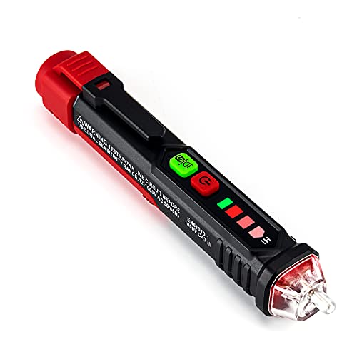 KAIWEETS Berührungsloser Spannungsprüfer, Spannungsprüfer mit einstellbarer Empfindlichkeit (12~1000V/48~1000V), Phasenprüfer mit Visuellem & Akustischem Alarm, Taschenlamp