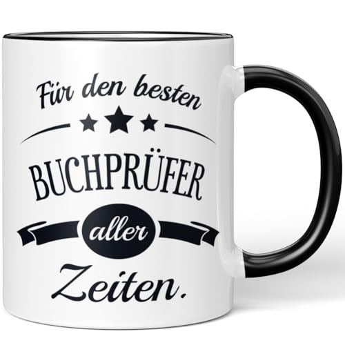 JUNIWORDS Tasse, Für den besten Buchprüfer aller Zeiten, Schwarz (6075982)