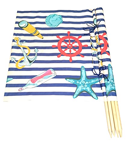 Aves-24 Windschutz 8m x 80cm für Strand Garten See Meer SICHTSCHUTZ Wind Zaun Schutz Blickschutz Camping (23. Maritime)