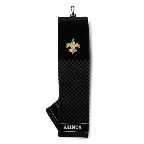 TEAM GOLF NFL New Orleans Saints Besticktes Golf-Handtuch, Besticktes Golf-Handtuch, Kariertes Scrubber-Design, gesticktes Logo