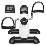 COSTWAY Pedaltrainer, Arm und Beintrainer mit verstellbarem Widerstand & LCD-Display, Mini Bike unter dem Schreibtisch, Mini Fitnessbike Heimtrainer für Zuhause & Büro (Weiß)