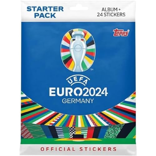 Topps Official EURO 2024 Sticker Collection - Starter Pack - enthält 24 Sticker und ein 88-seitiges Album.