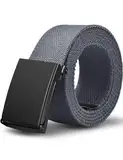 LXMY Gürtel Herren,Herren Gürtel Ohne Löcher,Stufenlos Verstellbar Canvas Stoff Gürtel Herren,Der Outdoor Business Arbeitsgürtel Passt überall Hin(Grau)