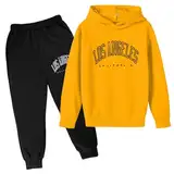 Dasongff 2 Pc Trainingsanzug Set Kinder, 2-Teiliges Kinder Jogginganzug, Kinder Casual Brief Gedruckt Langarm Unisex Hoodie Pullover Sweatshirt Trainingsanzug Jogger Jogginghose Sportbekleidung