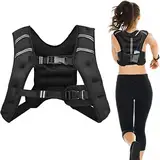 GYMAX Gewichtsweste 15 kg Trainingsweste Fitnessweste mit Reflektierende Streifen Weight Vest Laufweste für Gewicht Training Krafttraining Muskelaufbau Schwarz