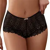 SRZYMJ Unterwäsche Set BH Und Slip Spitze Spitze Tangas Set Baumwolle Strings Panties Damen Spitze Unterhosen Damen Set Sexy Panties & Hipsters XXL Taillenslip Mit Bein Damen Slips Schwarz Mit Spitze