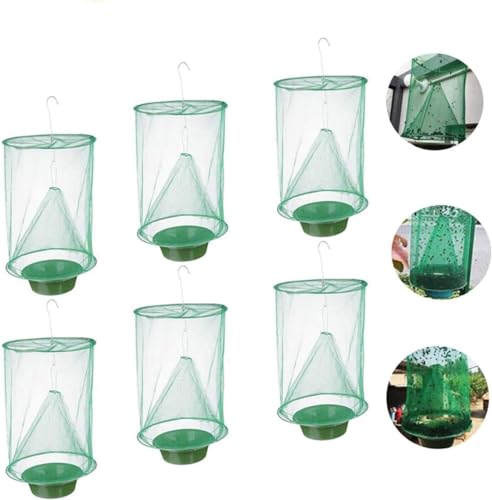 Sutify 6 Pack Fliegenfalle Garden Ranch Orchard Trap, Ranch Fly Trap Flay Catcher, Die effektivste Falle je gemacht mit Flay Catcher Blumentöpfen 2021 New Fly Red Drosophila