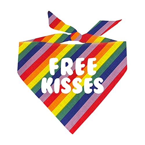 Free Kisses LGBTQ Pride Month Hundehalstuch, 727 Regenbogenstreifen, Einheitsgröße