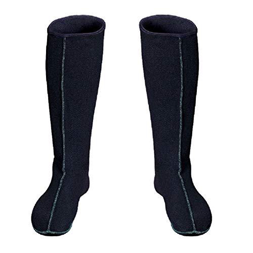 3Kamido Filz Stiefel Socken Innenschuhe Innenstiefel für Regenstiefel LANG Damen Herren Socke ERWÄRMUNGSEINLAGE AUS Filz Thermosocken Schwarz 47/48