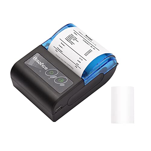 Sunydog Thermodrucker Bondrucker, Tragbarer BT Thermodrucker 2 Zoll Kabelloser USB-Rechnungsscheindrucker mit 58 mm Druckpapier Kompatibel mit Android/Windows für Restaurantverkauf
