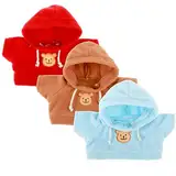 3 Stück Mini-Bär-Kleidung Bären Puppen Kleidung,Bären-Kleidung,Stofftier Kleidung Für Die Meisten 12-16-Zoll-Bären Machen Sie Ihre Eigenen Plüschpuppen-Outfits Und Zubehör-(Rot, Blau, Braun)