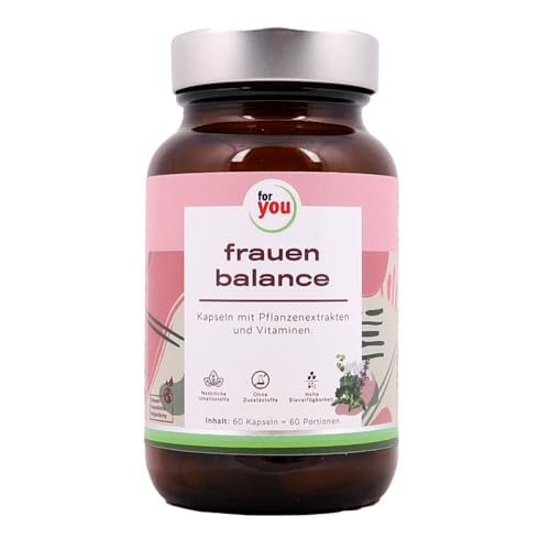 for you frauen balance 60 Kapseln | Unterstützt die hormonelle Balance der Frau | Pflanzenextrakte Fenchel, Frauenmantel, Schafgarbe, Rotklee, Hopfen, Mönchspfeffer & Vitamin B5 & B6