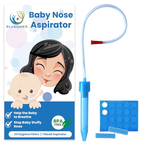 PLUSQMED, Baby-Nasensauger, Baby-Nasenschleimsauger für Neugeborene, Kinder, Baby-Nasensauger, Nasensauger, Baby-Nasenreiniger, leicht zu reinigen, mit 24 Hygiene-Filtern