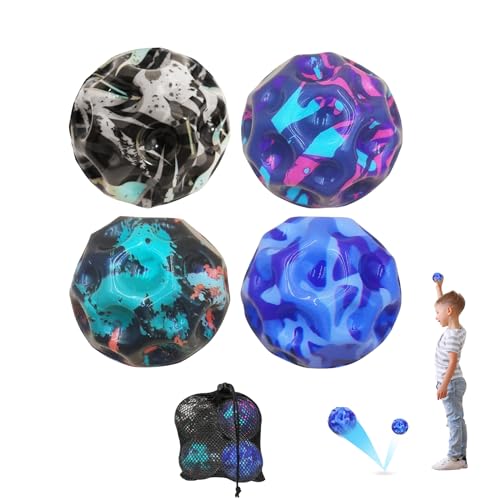 YiJiuBa Astro Jump Ball Galaxy, 4 Stk Mond Ball, 7cm Hohe Springender Gummiball Sprünge Jumpball Mondball, Space Ball, Bounce Ball, Mondball, Astro Jump Ball, Bouncing Ball Springball für Kinder