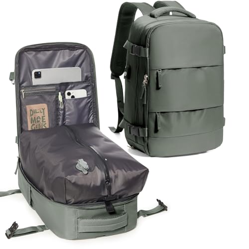 Reise-Vakuum-Rucksack, Dichtung, Kompressions-Airback-Vakuumbeutel mit Nassbeutel und Schuhfach, Handgepäck, Fluggenehmigung, für Männer und Frauen, persönliches Element, Grün