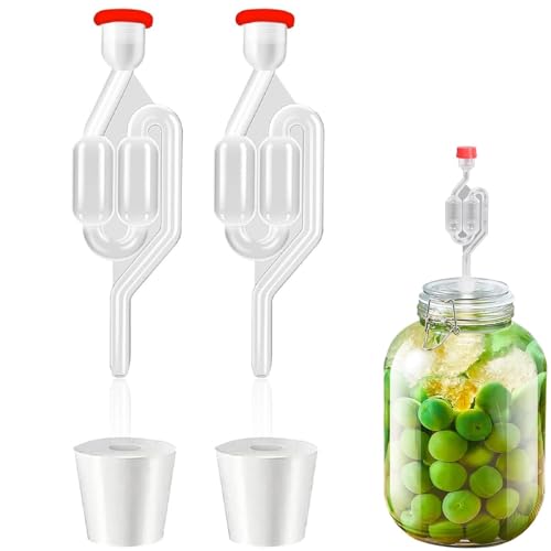 Kiuiom Gärspund mit Stopfen,Gärröhrchen,Gärspund Set aus Kunststoff,Bubbler mit Gärspund 2 Stück Airlock Gärröhrchen Bubbler zum Brauen von Bier Wein Fermentiertem Sauerkraut