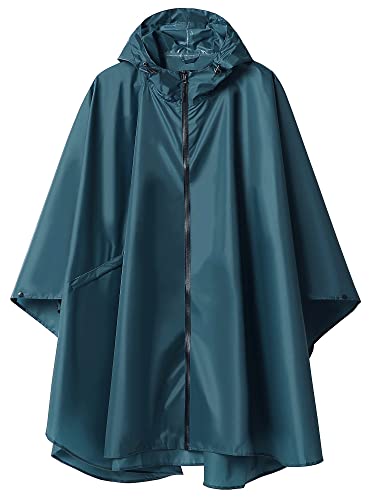 Regen Poncho Jacke Mantel für Erwachsene mit Kapuze wasserdicht mit Reißverschluss im Freien, Navy