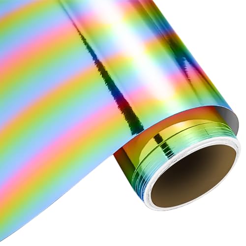 BAIFULAI Plotterfolie Textil, 30.5cm * 2m Flexfolie Plotter Textil, Textilfolie Plotter, Plotterfolie, Flockfolie für Plotter, für T-Shirts, 3D-Puff-Hitzetransfer-Vinyl, Farbverlauf(Bunt)