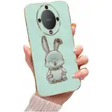 Miagon Kaninchen Ständer Hülle für Honor Magic 6 Lite 5G,Cute Mädchen Dünn Galvanisierte Schutzhülle Weiches Case Bumper mit Hase Skalierbar Halter Kickständer