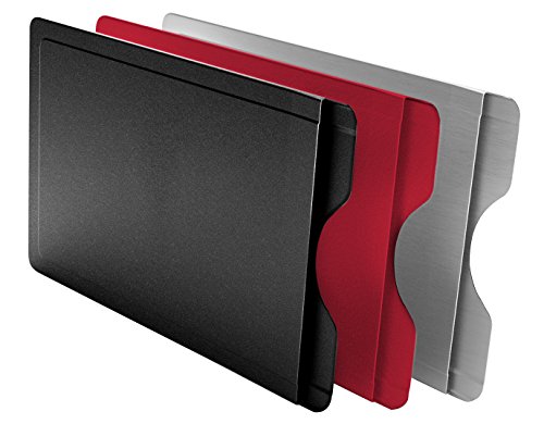 CardTresor Color Kartenschutzhülle aus Edelstahl, 3er-Set rot, schwarz, Edelstahl, RFID/NFC-Schutz