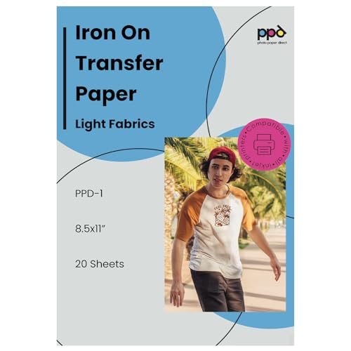 PPD 20 x A4 Inkjet Premium Transferpapier für helles Textil, Bügeleisen und Transferpresse PPD-1-20