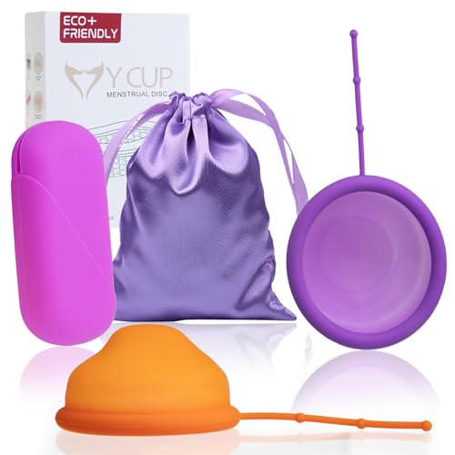 Wiederverwendbare Periodenscheibe, nachhaltige Menstruationsscheibe als Alternative zu Tampons und Menstruationstasse, mit Zwei Größen und Aufbewahrungstasche