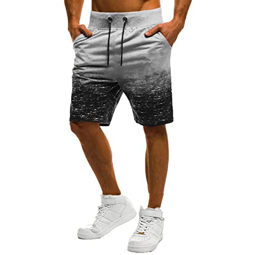 Generisch Männer Shorts Wanderhose Bunte Krawatte beiläufige lose Sport-Punkt-Frühlings-Hosen-fünf Shorts Street Men Print Outdoor-Sommer-Herren-Casual-Shorts Männer Kurze Lockere Shorts (Grey, XXL)