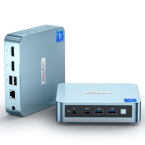 PELADN WI-6 Mini-PC,Intel 12. Generation Alder Lake-N95 (bis zu 3,4 GHz), 16 GB DDR4 RAM, 512 GB M.2 PCIe SSD, Desktop-Computer mit Unterstützung für 4K Dual Display/USB3.2/WiFi 5/BT4.2/Win11 Pro