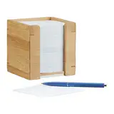 Relaxdays Zettelbox Bambus, Zettelkasten Holz, Notizzettel Halter, 900 Blatt, H x B x T: 10,5 x 10,5 x 10,5 cm, natur