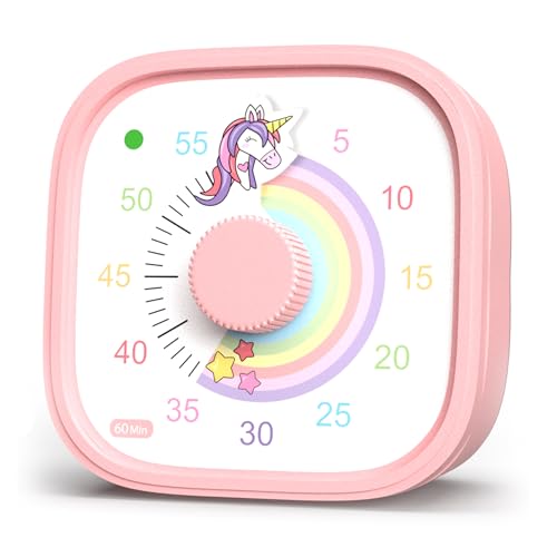 Visueller Timer für Kinder – Einhorn Regenbogen – Zeitmanagement-Tool – 60 Minuten Countdown – Fördert Konzentration & Produktivität – Für Schule, Spielen, Lernen, Zähneputzen – Bunt & witzig