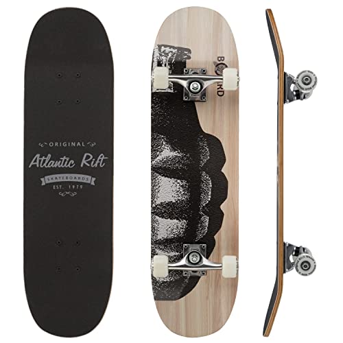 Monzana® Skateboard Komplettboard ABEC 9 Kugellager 85A PU-Rollen 9-lagiges Ahornholz 80x24cm Longboard Double Kick Deck Design Anfänger Profis Grau