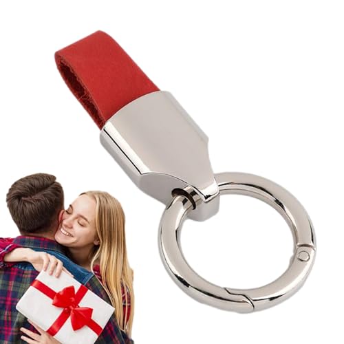 Fulenyi Leder-Auto-Schlüsselanhänger – Herren und Damen, Auto-Schlüsselanhänger mit Schlüsselanhänger, Schlüsselanhänger, Autoschlüssel, Innenzubehör, rot, B