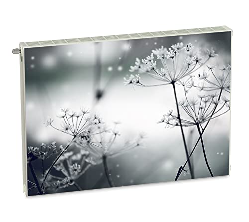 Magnet Heizkörperverkleidung Heizkörperabdeckung Grau Pusteblume 80x60 cm Heizung Abdeckung Verkleidung Magnetische Abdeckmatte Kühlschrank aus Einem Flexiblen Magneten Digitaler Aufdruck